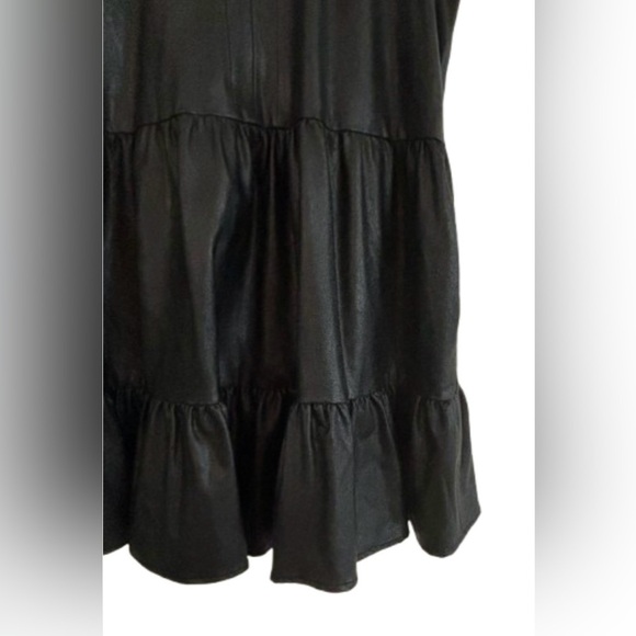 Amanda Uprichard Saffron blk slvlss faux leather mini dress w deep v nk SZ S - Picture 7 of 10